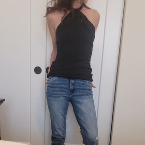 White House Black Market Elegant Black Halter Top